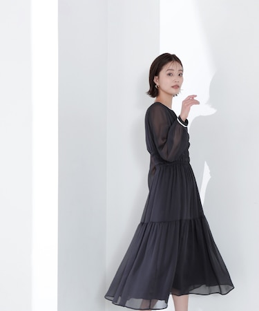 楊柳バイカラーワンピース