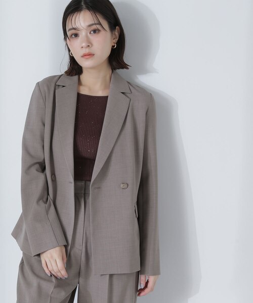 リネンライク　SETUP ダブルブレスブレストジャケット　新品　タグ付き リネンライク SETUP ダブルブレストジャケット | NATURAL BEAUTY