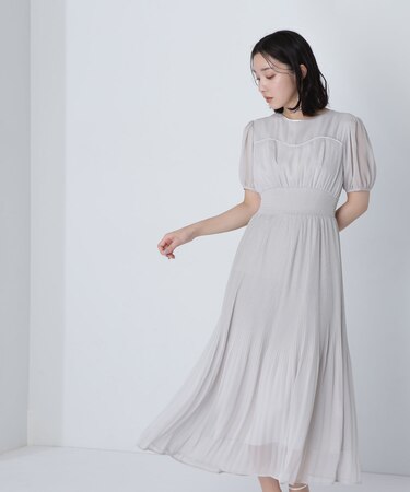 ヨークライン楊柳プリーツワンピース