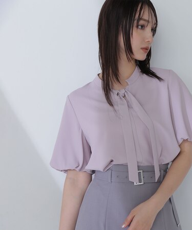バルーンスリーブボウタイブラウス
