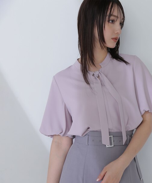 バルーンスリーブボウタイブラウス