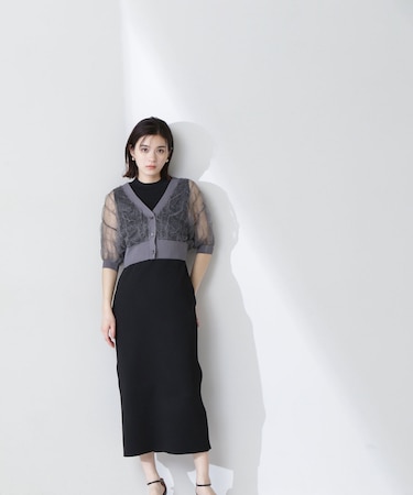 シャーリングシアーカーデセットワンピース