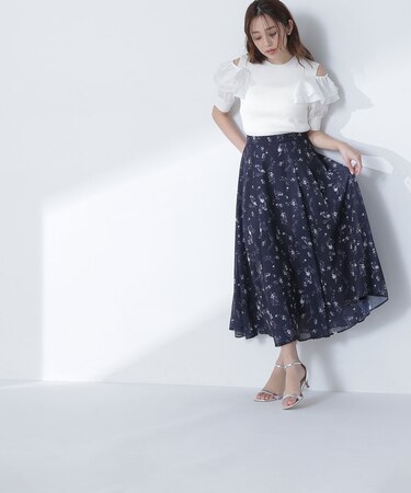 フラワーシフォンフレアスカート