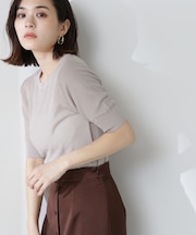 クルーネックシアーリブニット