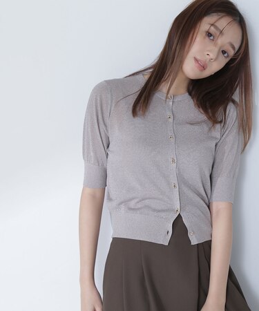 ハーフスリーブラメカーディガン