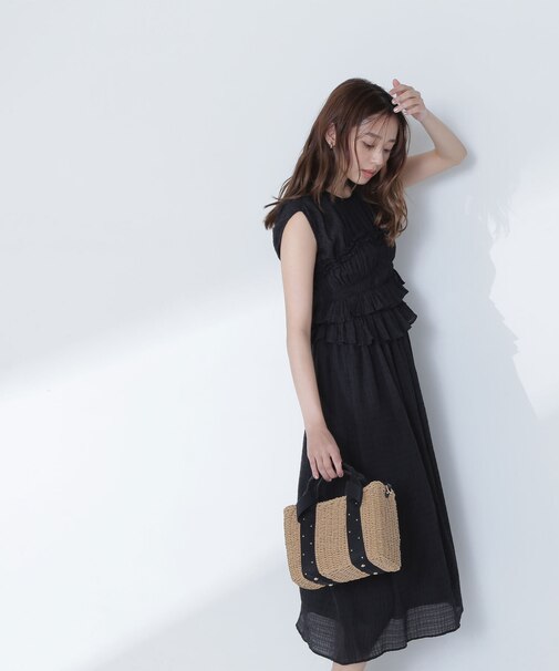 シアーチェックシャーリングワンピース