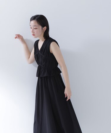 リボンギャザーサッカーワンピース