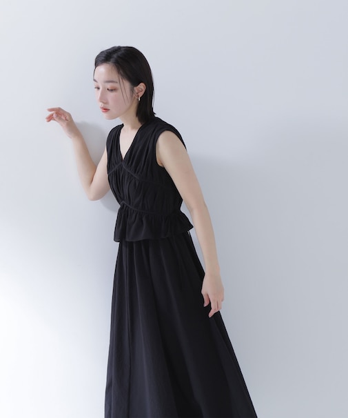 リボンギャザーサッカーワンピース