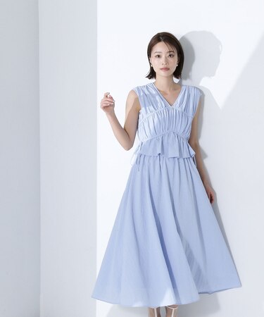 リボンギャザーサッカーワンピース