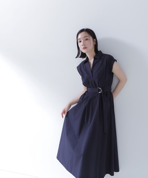 ベルテッドポケットシャツワンピース