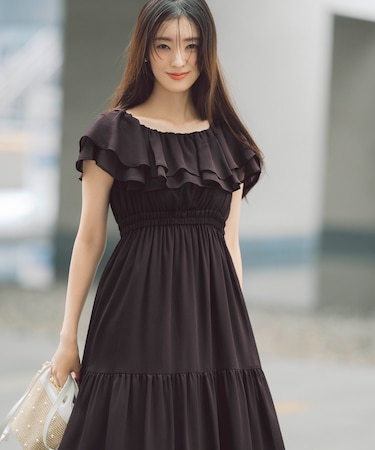 楊柳オフショルワンピース