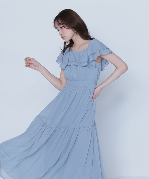 楊柳オフショルワンピース