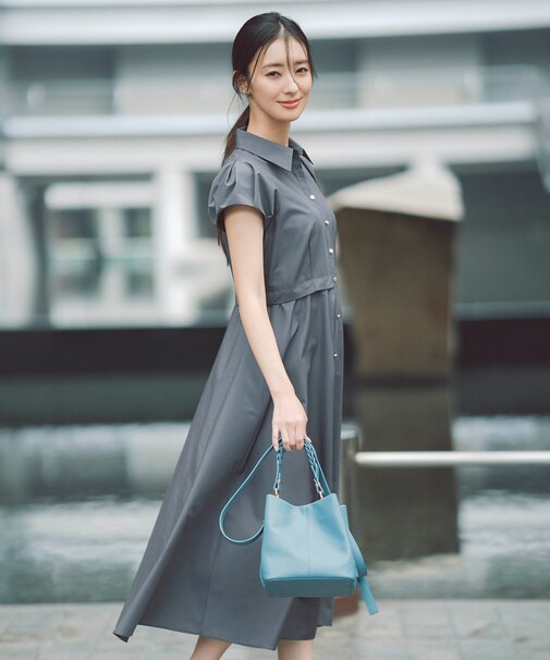 タックパフシャツワンピース