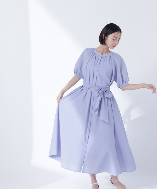 シアーベルテッドギャザーワンピース