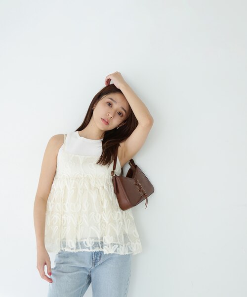 NATURAL BEAUTY BASIC シアーレースボリュームキャミ シアーレースボリュームキャミ｜ナチュラルビューティー