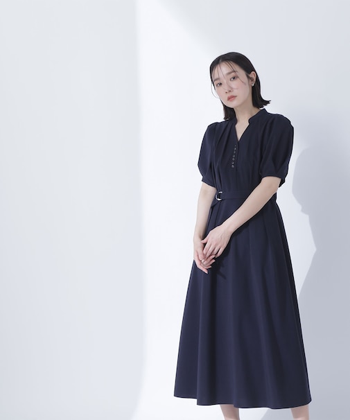 リネンライクベルテッドワンピース