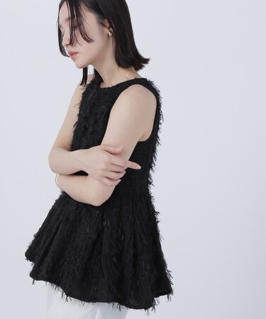 ツイードアメスリペプラムトップス