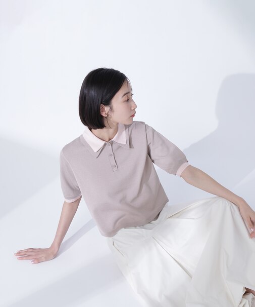 ダブルカラーポロニット