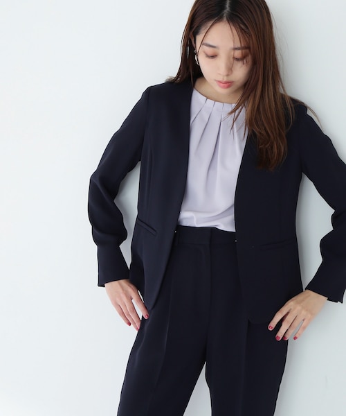 ドビーツイル SETUP ノーカラージャケット｜ナチュラル