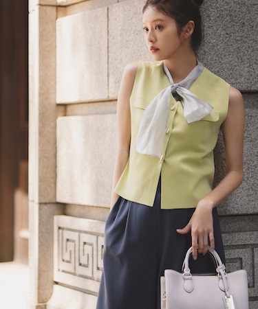 ブライトシアーリボンボウブラウス