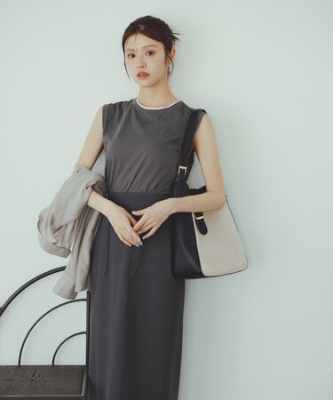 レイヤードノースリーブカットソー