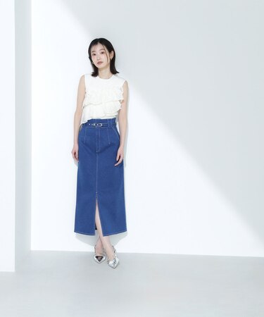 ベルテッドデニムスカート