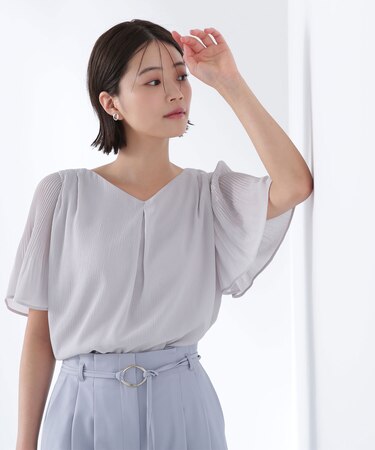 楊柳フレアスリーブブラウス