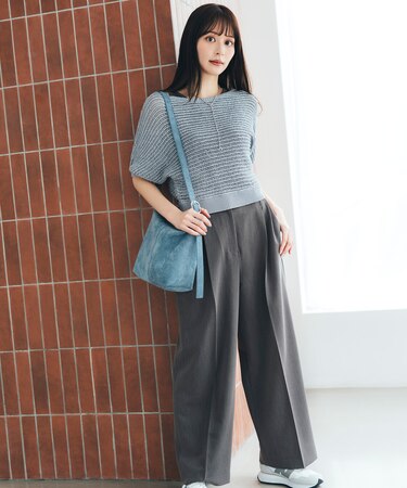 ＜骨格ナチュラル＞ツータックワイドパンツ