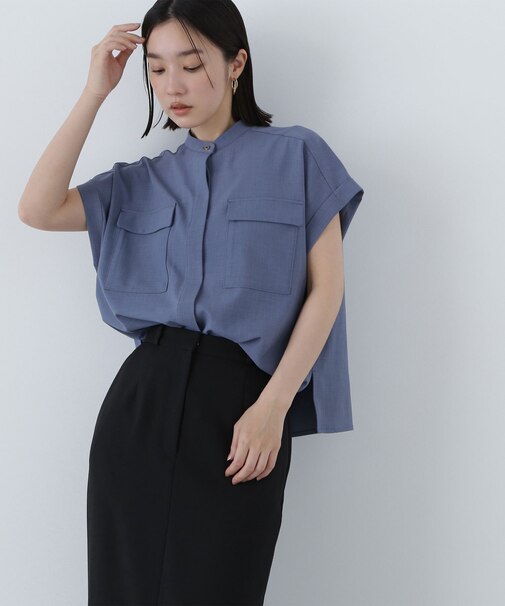ドライタッチダブルポケットブラウス