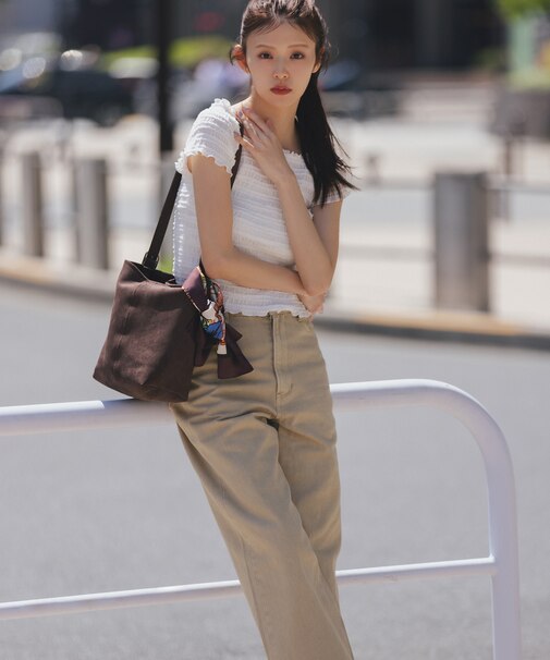 カラーワイドストレートツイルパンツ