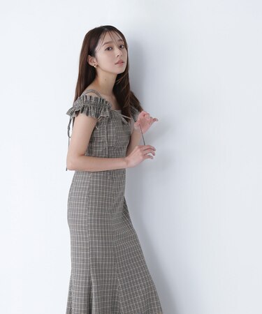 チェックキャミワンピース