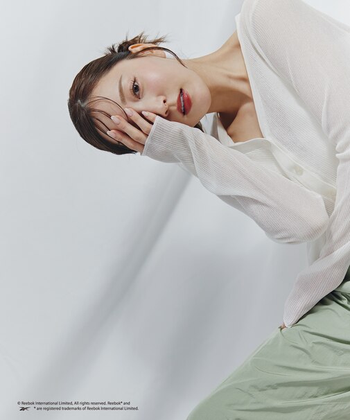 シアーカーデ&リブカップ付きニットキャミソール