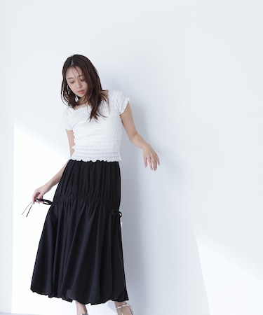 タフタギャザーバルーンスカート