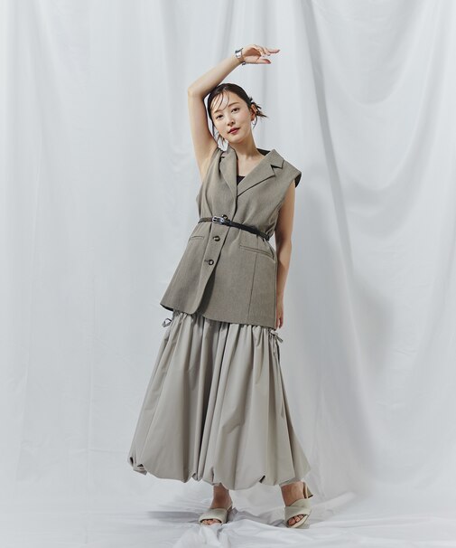 タフタギャザーバルーンスカート