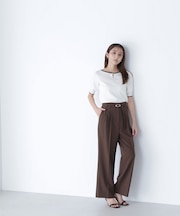 メタルバックルベルテッドワイドパンツ