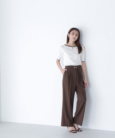 メタルバックルベルテッドワイドパンツ