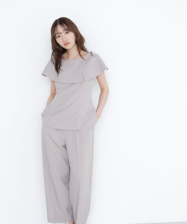 ケープカラーブラウス＆パンツ