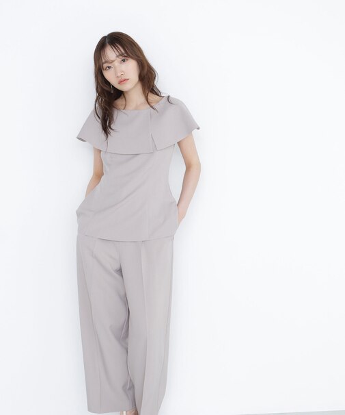 ケープカラーブラウス＆パンツ