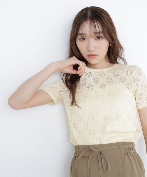 カットレースTシャツ