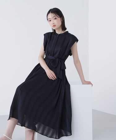 シャドーストライプフレアワンピース