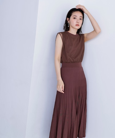 チュールドッキングニットワンピース