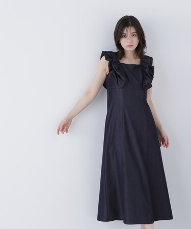 シャンブレーバブルフリルワンピース