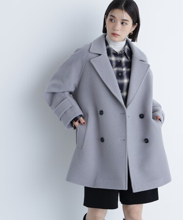 ダブルブレストフォルムミドルコート