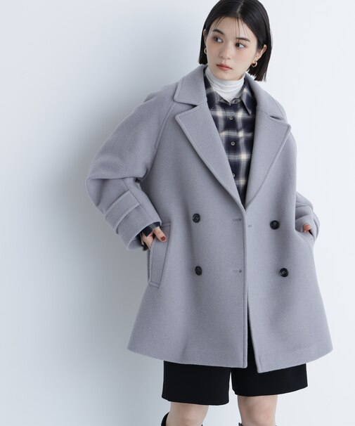 ダブルブレストフォルムミドルコート