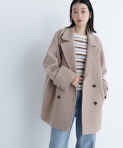 ダブルブレストフォルムミドルコート