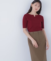 総針ベーシックシリーズ キーネックニット