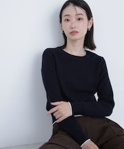 バイカラーラインミニケーブルニット