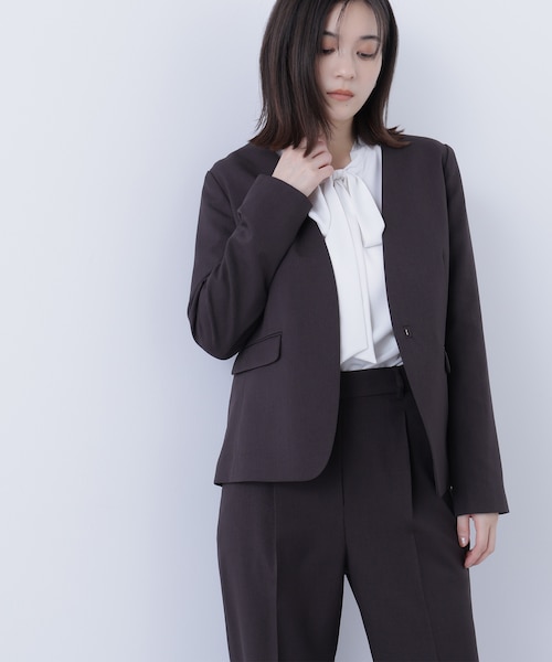 パウダリーツイルセットアップシリーズ ノーカラージャケット