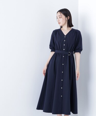 ゴールドボタンベルテッドワンピース