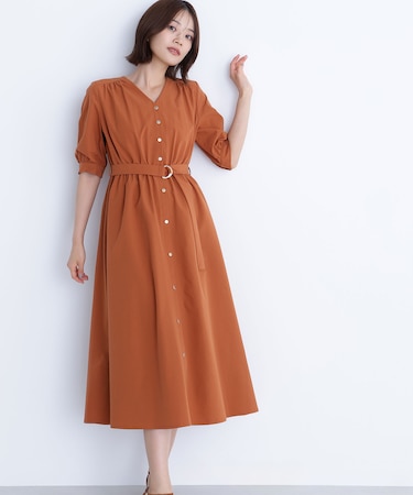 ゴールドボタンベルテッドワンピース
